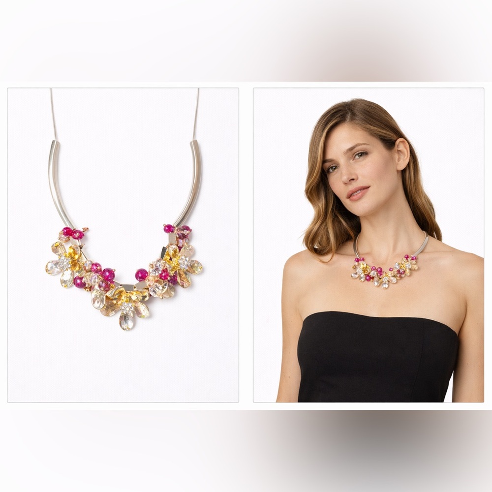 🌺 NWT! Vera Bradley Pink Flower Cluster Necklace